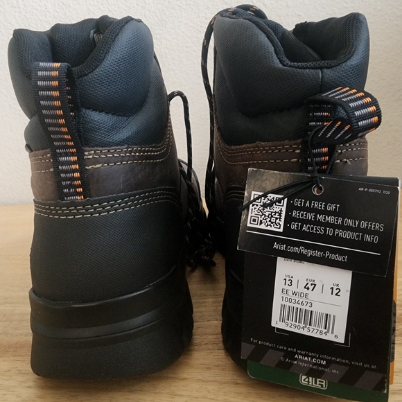 NEW Ariat Mens Treadfast 6" Steel Toe Waterproof Work Boots Dark Brown Size 12 - Picture 4 of 16